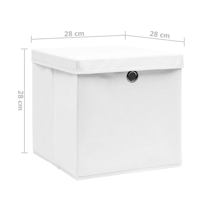vidaXL Storage Boxes with Covers 4 pcs 11"x11"x11" White