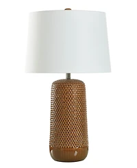 StyleCraft Home Collection 30" Glass Galey Woven Wicker Table Lamp