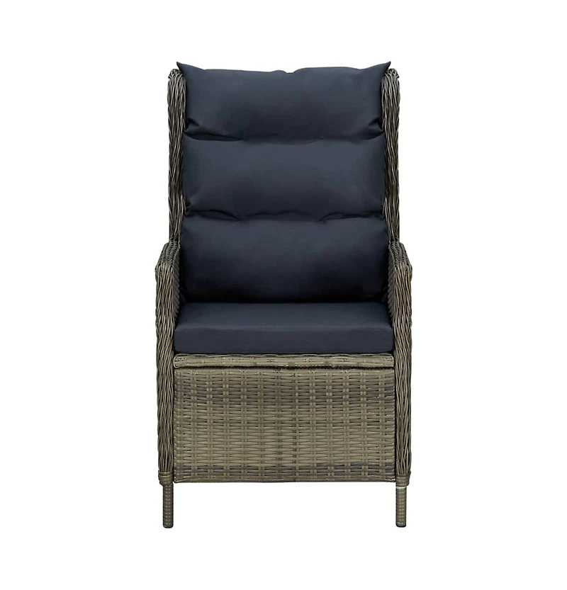 Reclining Patio Chair with Footstool Poly Rattan Brown