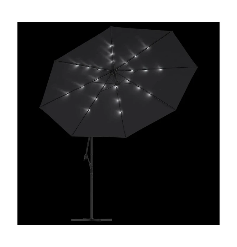 Cantilever Garden Parasol with Led Lights Black 137.8"