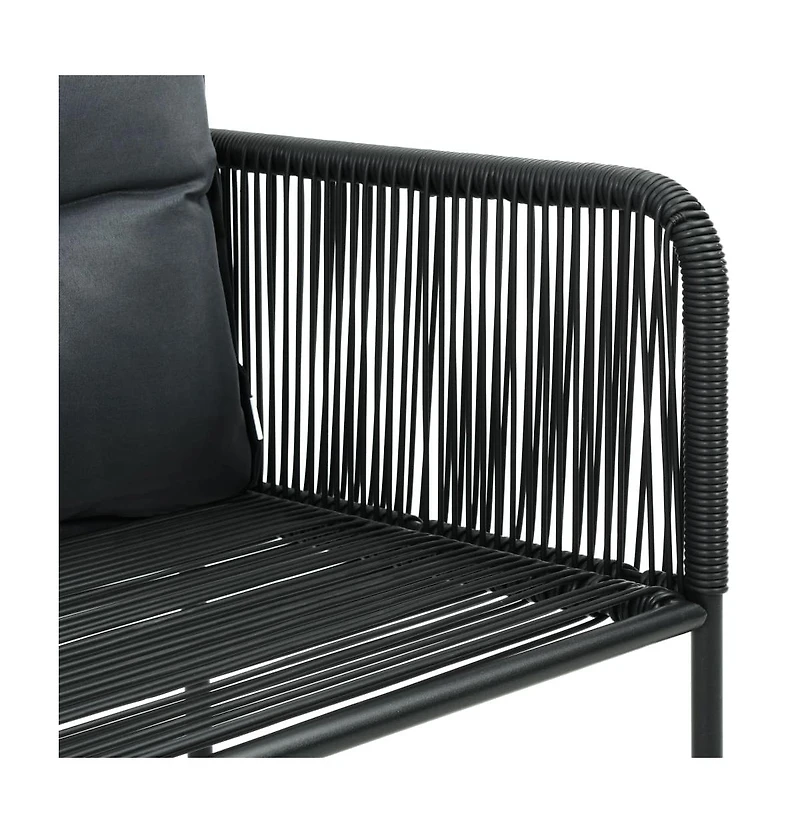 Patio Chairs 6 pcs with Pillows Poly Rattan Black