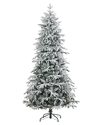 Seasonal 9ft Shadow Woods Flocked Spruce Tree, 600 Warm Led Lights