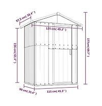vidaXL Garden Shed Gray 49.6"x38.4"x69.7" Galvanized Steel