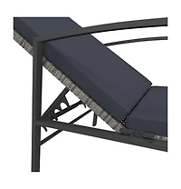 vidaXL Sun Loungers 2 pcs with Table Poly Rattan Gray