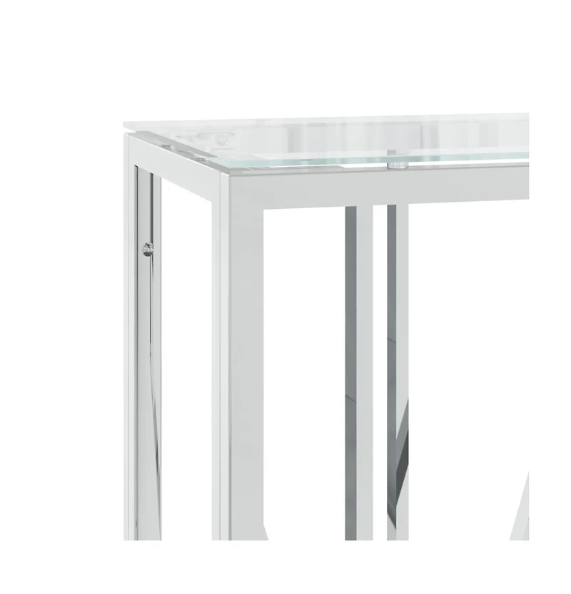 vidaXL Console Table 43.3"x11.8"x27.6" Stainless Steel and Glass