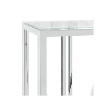 vidaXL Console Table 43.3"x11.8"x27.6" Stainless Steel and Glass