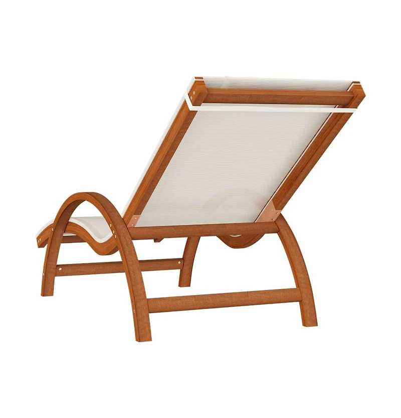 vidaXL Sun Lounger with Pillow White Textilene and Solid Wood Poplar