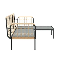 vidaXL 3 Piece Patio Lounge Set with Beige Cushions Poly Rattan