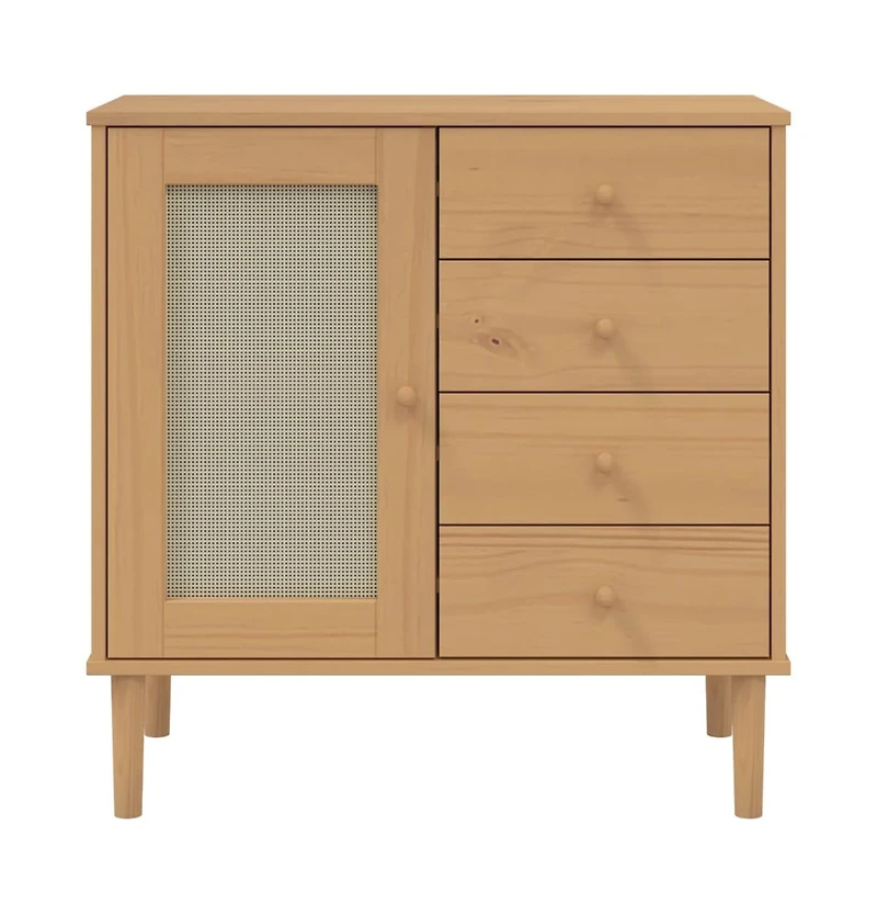 Sideboard Senja Rattan Look Brown 31.5"x15.7"x31.5" Solid Wood Pine