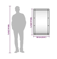 vidaXL Wall Mirror Black 23.6"x39.4" Rectangle Iron