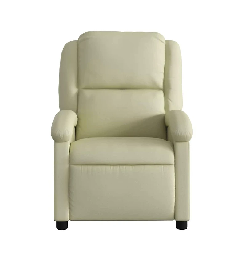 vidaXL Massage Recliner Chair Cream Real Leather