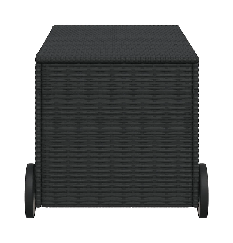 Garden Storage Box with Wheels Black 50.2 Gal Poly Rattan