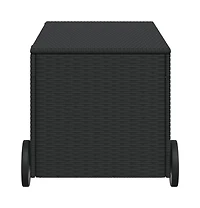 Garden Storage Box with Wheels Black 50.2 Gal Poly Rattan