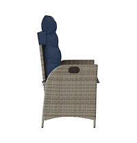 vidaXL Reclining Patio Chair with Cushions Gray Poly Rattan