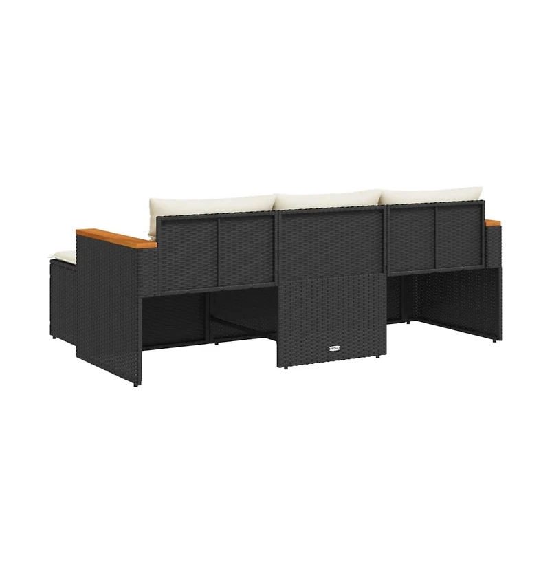 vidaXL 3 Piece Patio Sofa Set with Cushions Black Poly Rattan