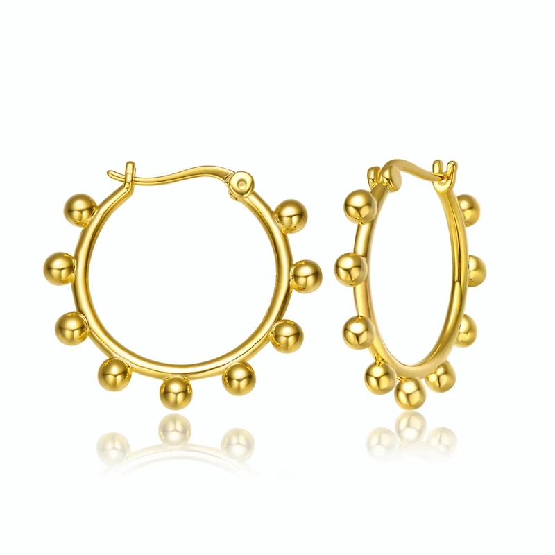 14K Gold Plated Cubic Zirconia Hoop Earrings