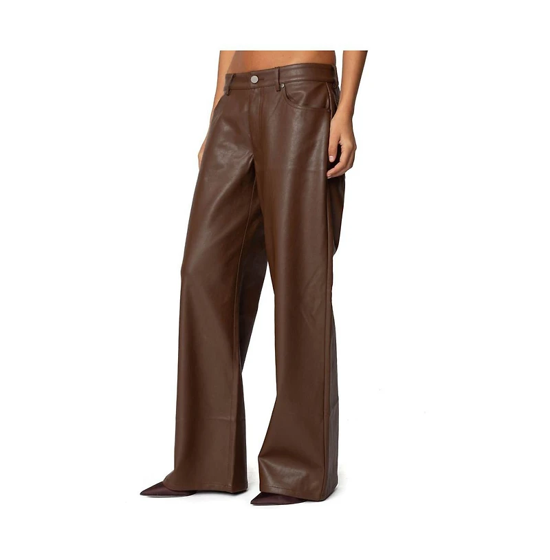Edikted Womens Tatiana Faux Leather Pants
