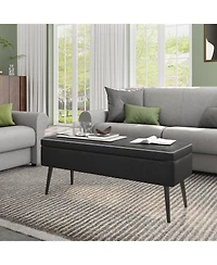 gaomon 47.7'' Mid-century Modern Upholstered Storage Bench with Solid Wood Legs