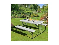 Slickblue Folding Picnic Table with 2 Benches for Convenient Outdoor Dining and Storage