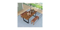 Slickblue Solid Wood Outdoor 2-Seat Backless Garden Bench