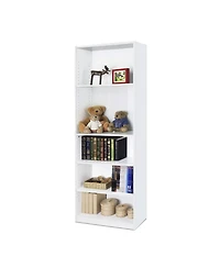 Modern 5-Shelf Bookcase for Storage and Display in Living Room or Office