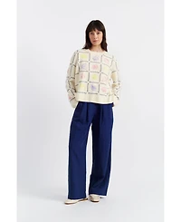 Chinti & Parker Women's La Mer Hand Embroidered Wool Cashmere Sweater