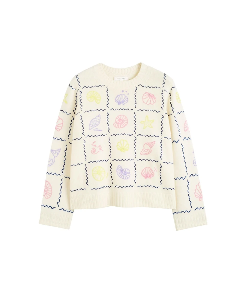 Chinti & Parker Women's La Mer Hand Embroidered Wool Cashmere Sweater