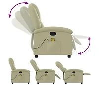 Massage Recliner Chair Cream Real Leather