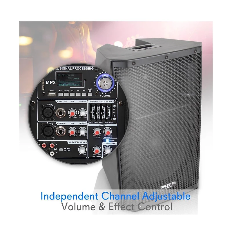 Pyle 15" Bluetooth Stage & Studio Pa Speaker with MP3/Usb/Sd Playback, 1400W, Digital Lcd Display & Led Lights