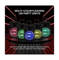 Pyle Portable Pa Speaker with Bluetooth, Led Lights, Rechargeable Battery, Fm/Usb/Sd & Wireless Microphone