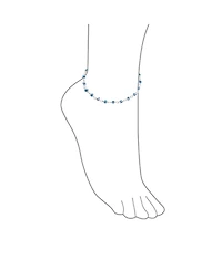 Bling Jewelry Protection Amulet Turkish Multi Color Charm Slender Evil Eyes Anklet Link Ankle Bracelet .925 Sterling Silver