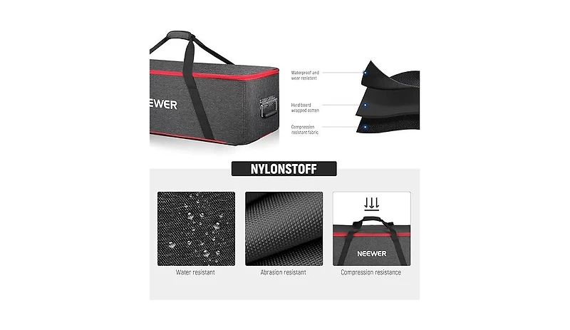 Neewer Trolley Case for Photo Studio Equipment, Tripod Rolling Bag with Wheels/Straps/Padded Compartment/Handle for Light Stands, Strobes, Photography