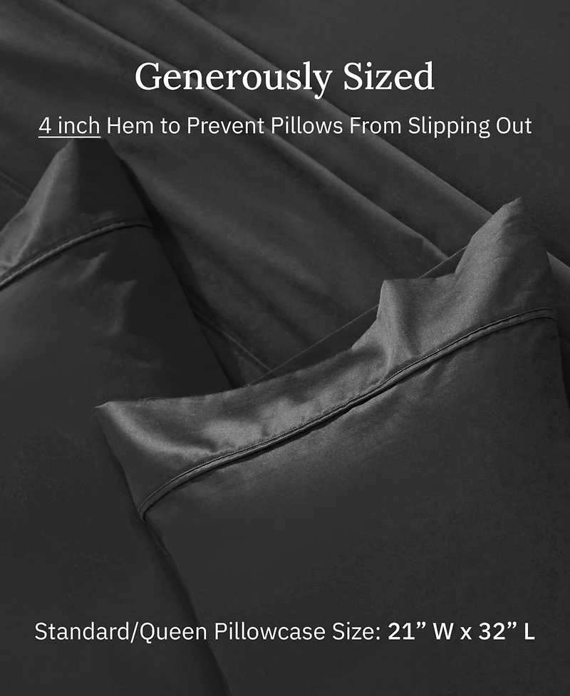 Pillowcase Set - 400 Thread Count, 100% Cotton Sateen, of 2 Pillow Covers, Breathable, Cooling