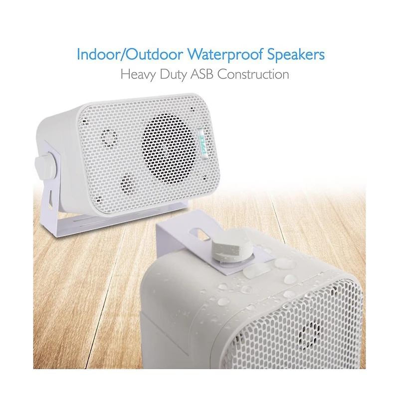 Pyle 3.5" Indoor/Outdoor Waterproof Wall-Mount Speakers - 300W Max Power, Bass Reflex Vent, Heavy Duty Construction