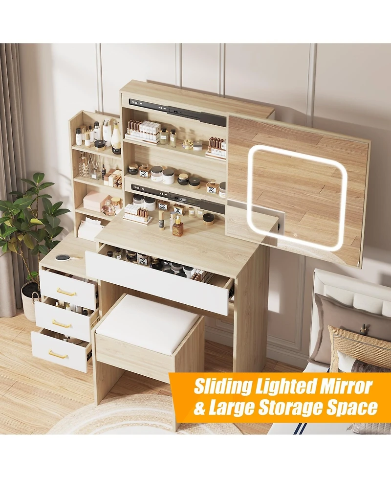 gaomon Bedroom Dresser with Electrical Outlet 4 Drawer Storage Cabinet Dresser