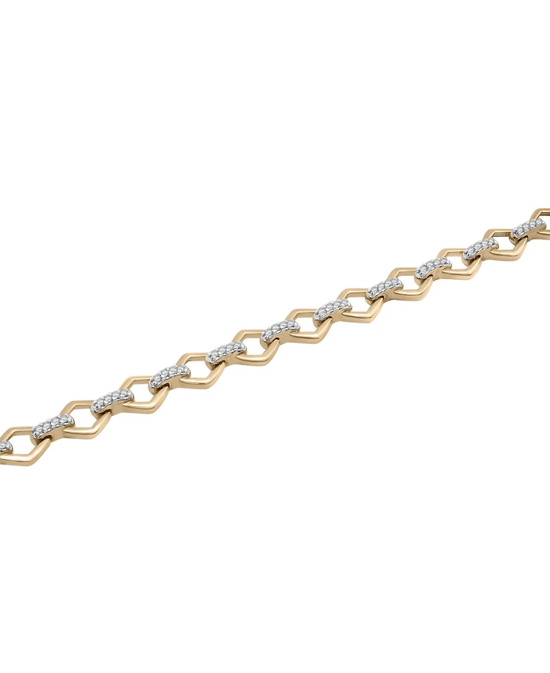 Diamond Pave Round Link Bracelet (1/4 ct. t.w.) in 14k Gold-Plated Sterling Silver, Exclusively at Macy's