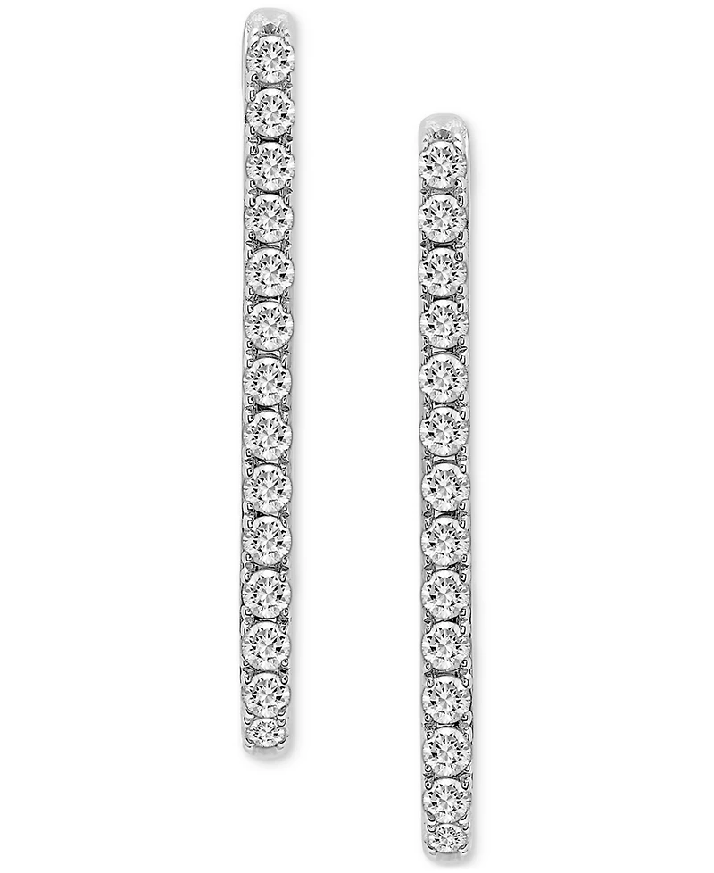 Diamond Open Rectangle Small Hoop Earrings (1/2 ct. t.w.) 14k Yellow or White Gold, Created for Macy's