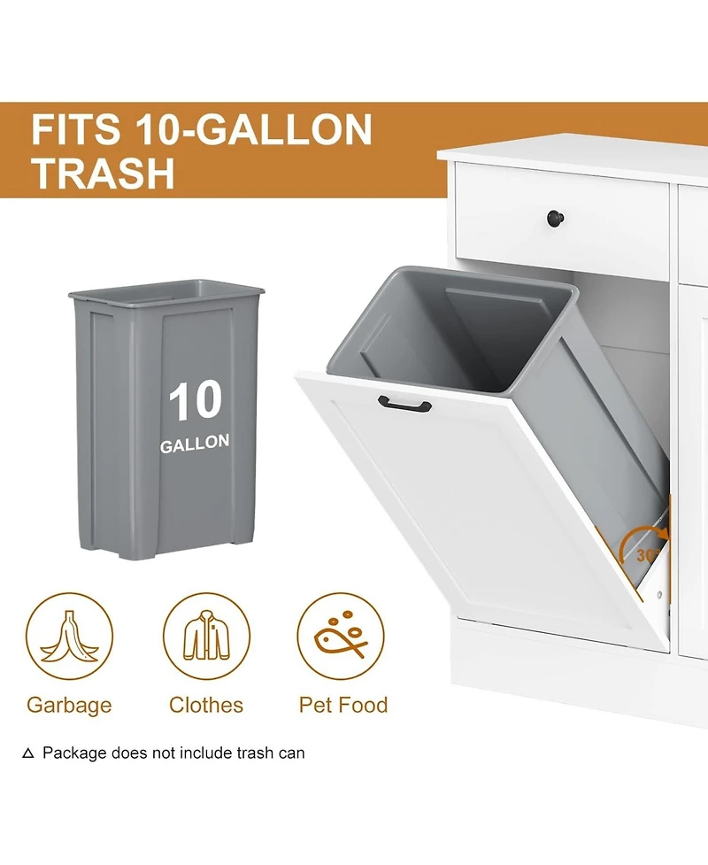 gaomon Double Tilt Out Trash Cabinet 20 Gallon,Hidden Wooden Trash Can Cabinet with Deodorizing Function,Farmhouse Laundry Hamper Cabinet, Pet Proof T