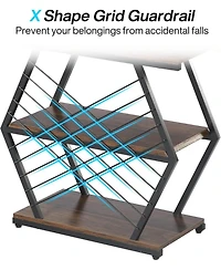 Tribesigns End Table Set of 2, Industrial Side Table with 3 Storage Shelves, Wood Sofa Side Table with Geometric Metal Frame, Bedside Table for Living