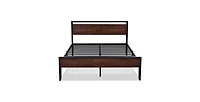 Solid Wood Platform Bed with Mahogany Panels – Headboard & Footboard Design for a Refined Bedroom Look
