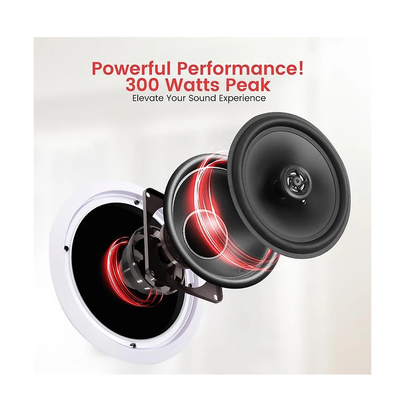 Pyle 8” Home In-Wall / Ceiling Speakers with 70V Transformer, 2-Way Stereo, Flush Mount