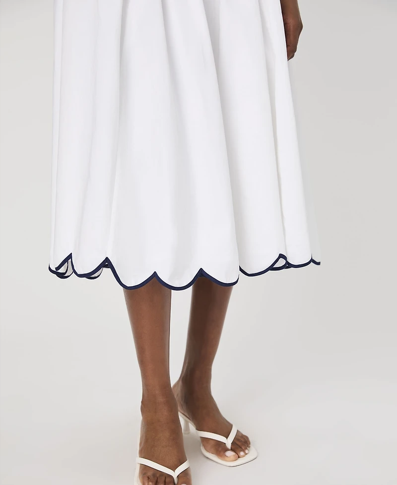 French Connection Women's Alexis Cotton Scallop Midi Skirt