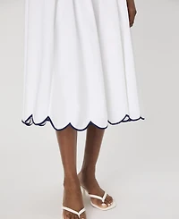 French Connection Women's Alexis Cotton Scallop Midi Skirt