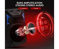 Pyle Bluetooth Pa Speaker & Microphone System - Portable Karaoke Speaker with Led Lights, Fm Radio & MP3/Usb Support