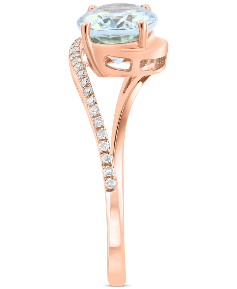 Effy Aquamarine (1-1/2 ct. t.w.) & Diamond (1/20 ct. t.w.) Oval Twist Ring in 14k Rose Gold