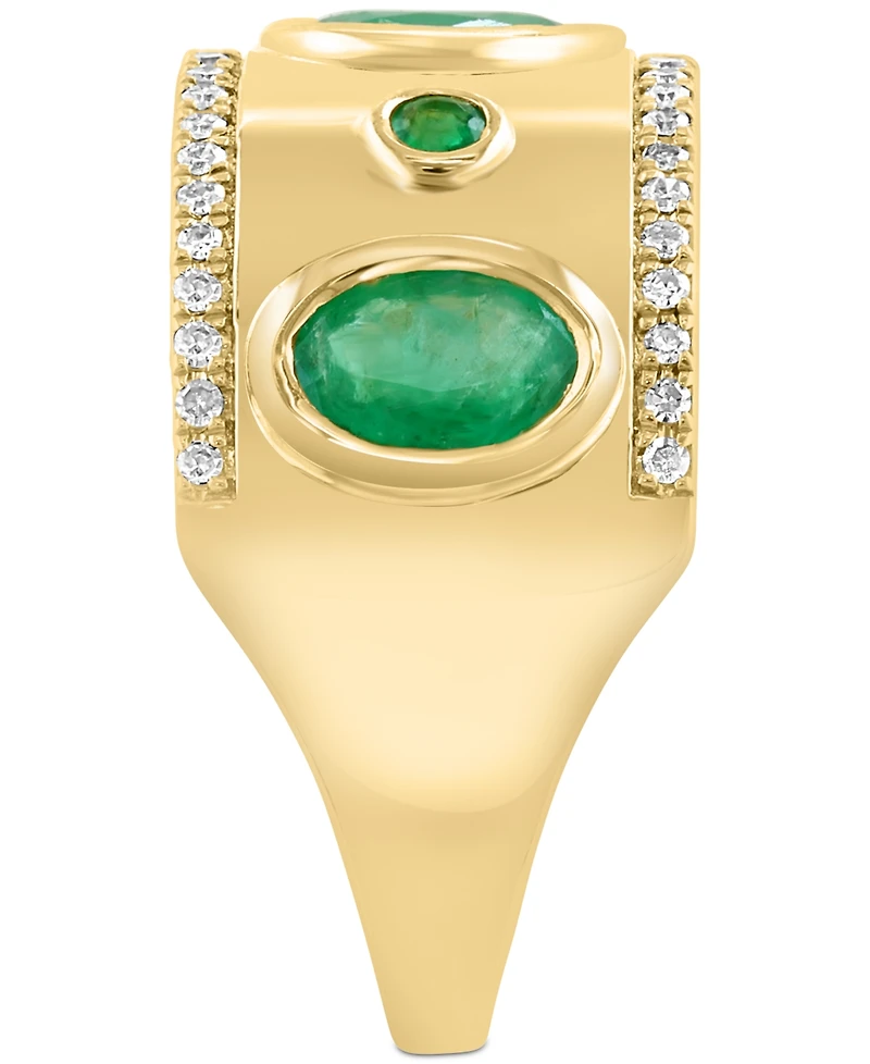 Effy Collection Diamond (1/5 ct. t.w.) & Emerald (1-1/3 ct. t.w.) Ring in 14k Gold