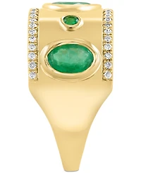 Effy Collection Diamond (1/5 ct. t.w.) & Emerald (1-1/3 ct. t.w.) Ring in 14k Gold