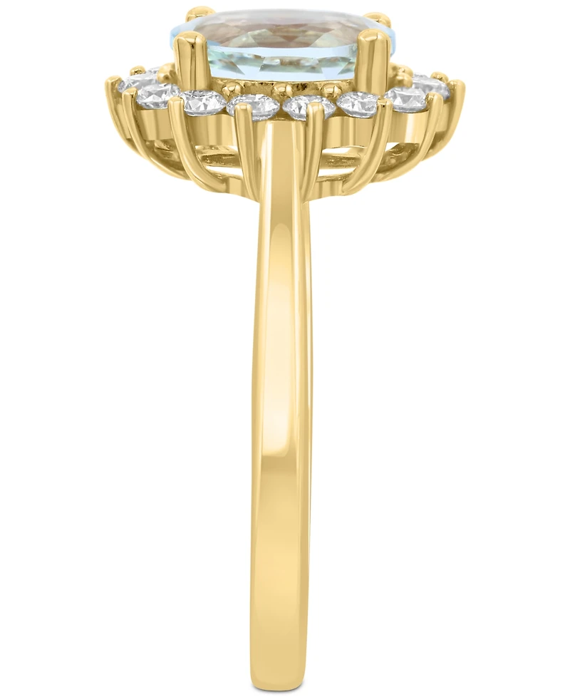 Effy Collection Diamond (3/8 ct. t.w.) & Aquamarine (1 ct. t.w.) Ring in 14k Gold