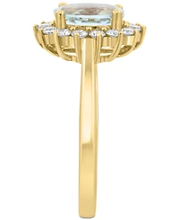 Effy Collection Diamond (3/8 ct. t.w.) & Aquamarine (1 ct. t.w.) Ring in 14k Gold