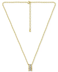Giani Bernini Cubic Zirconia & Rope Triple Ring Pendant Necklace in Sterling Silver & 18k Gold-Plate, 16" + 2" extender, Exclusively at Macy's
